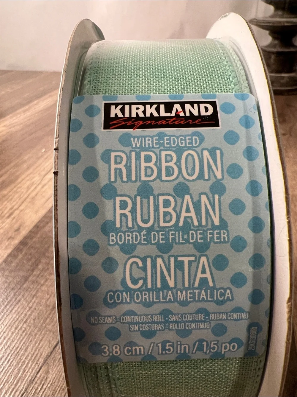 Kirkland Signature Mint Green Wire-Edged Ribbon